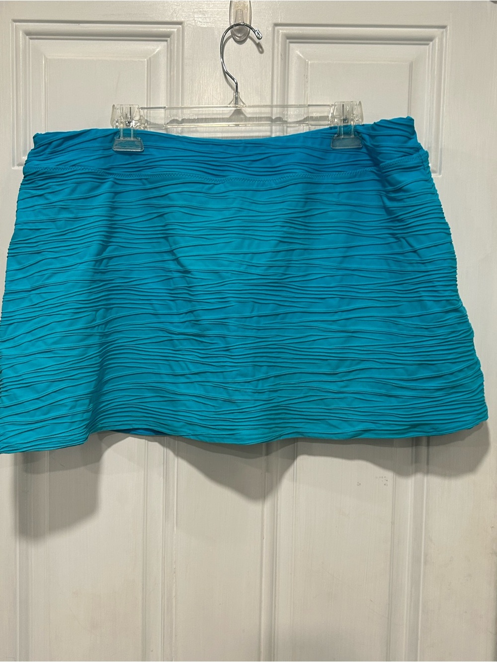 Lands End Textured Mini Swim Skirt Turquoise Blue Plus Sz 20W Beach Coastal